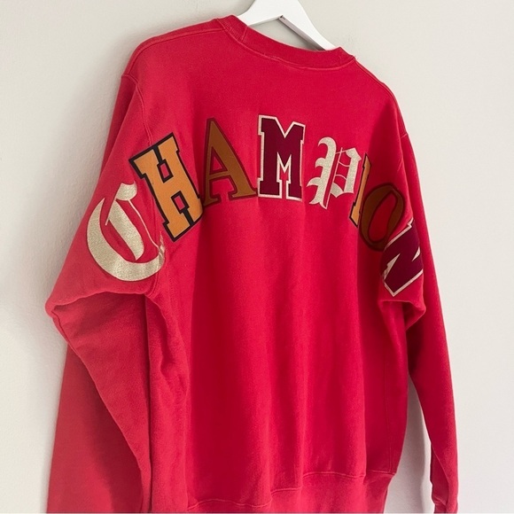 Champion Reverse Weave Men’s‎ Logo Crewneck Sweatshirt Red Gold Size Medium - Picture 5 of 9